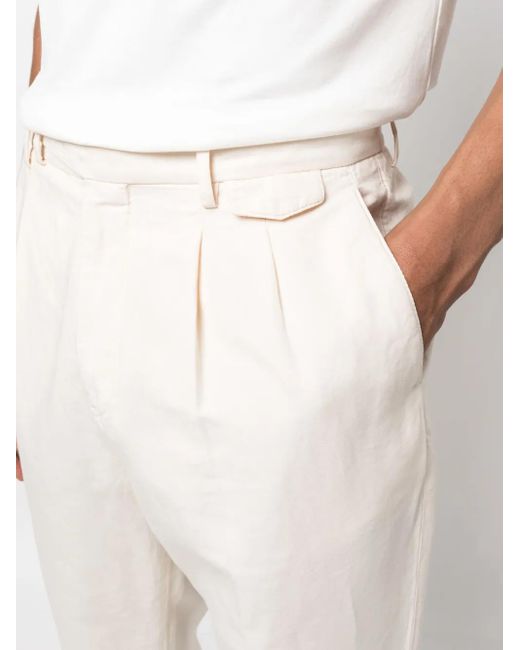 Brunello Cucinelli White Linen Casual Pants for men