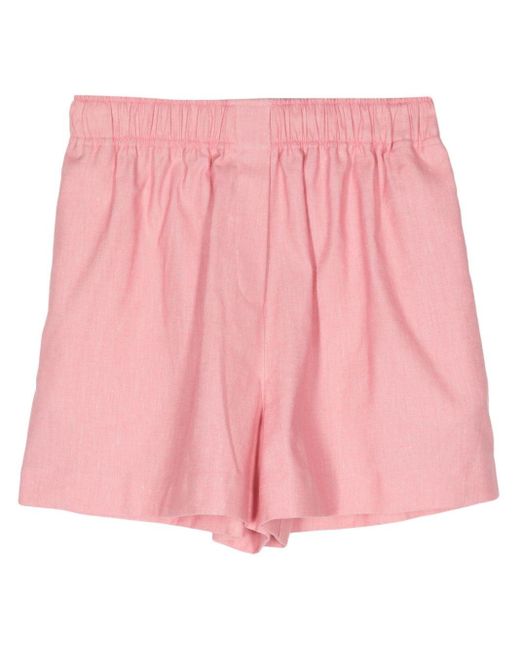 Elie Saab Pink Gabardine-weave High-waisted Shorts
