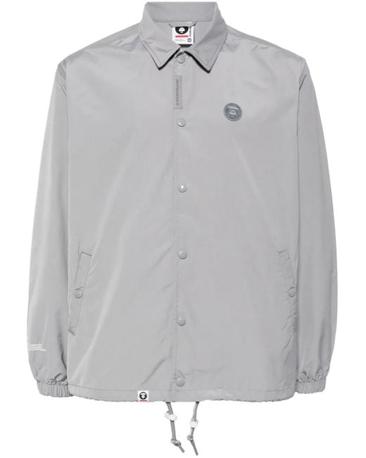 Aape By A Bathing Ape Gray Logo-Appliqué Shirt Jacket for men