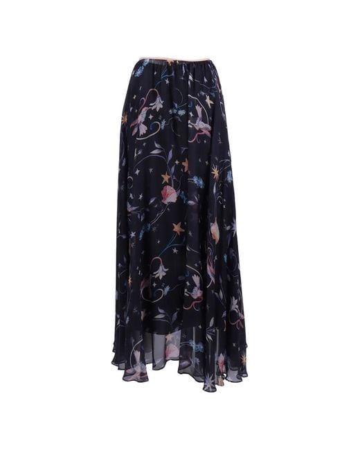 Forte_forte Blue Deliverance-Print Chiffon Maxi Skirt