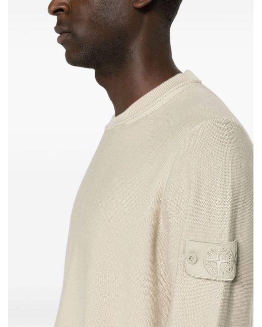 Stone Island White Cotton And Cashmere Blend Sweater for men