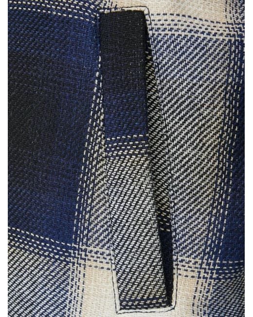 Sisley Blue Checked-Print Zip-Up Shirt Jacket for men