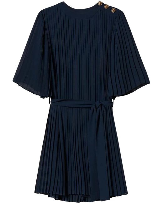 Twinset Blue Pleated Mini Dress