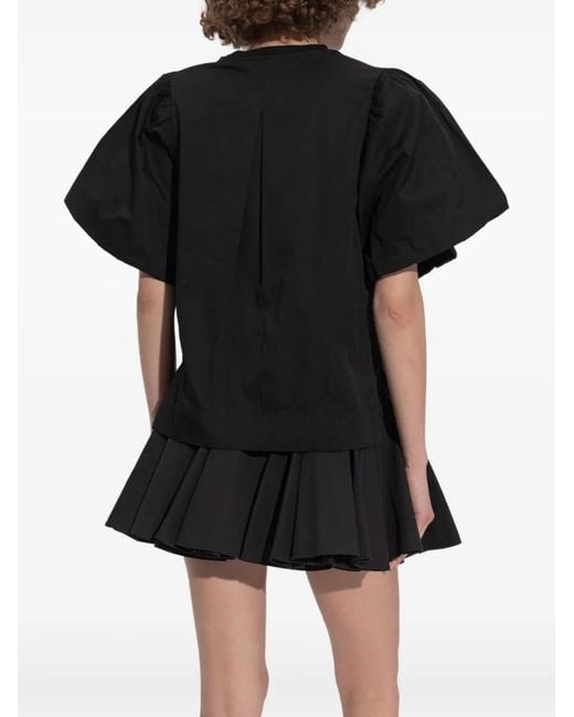 AllSaints Black Puff-Sleeve Top