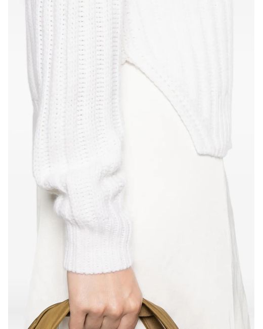 Maglione A Coste Con Collo Alto di Allude in White