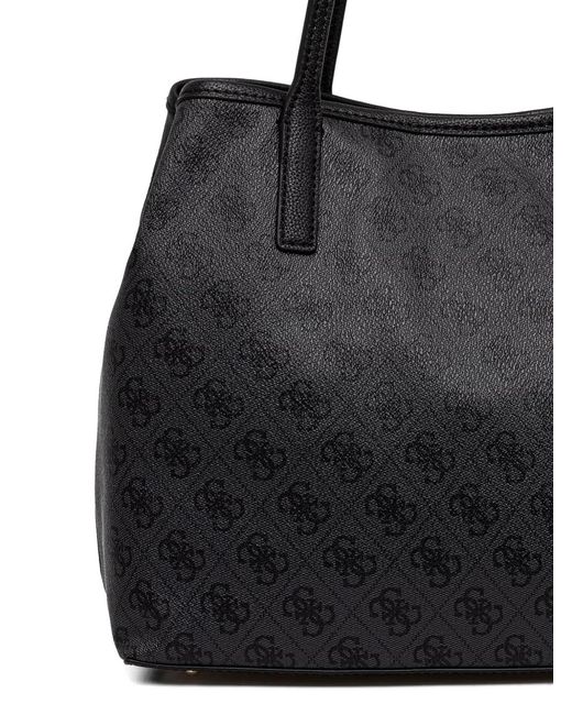 Guess Black Victtoria Monogram-Pattern Pouch-Detail Tote Bag