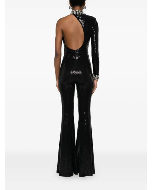Nissa Black Sequined Flare Jumpsuit
