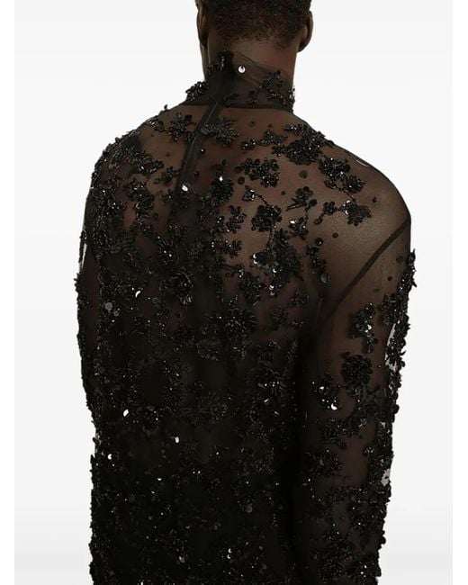 Dolce & Gabbana Black High-Neck Tulle Top for men
