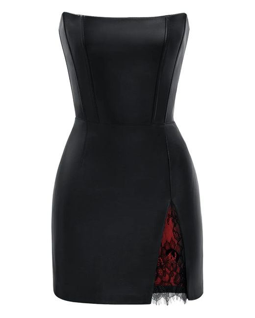 Lika Black Corset Lace-Trim Mini Dress