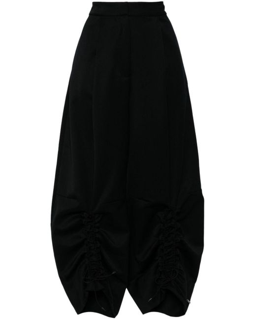 Pantaloni a gamba ampia con ruches di Simone Rocha in Black