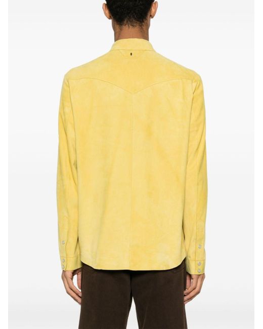 Salvatore Santoro Yellow Western-style Suede Shirt for men