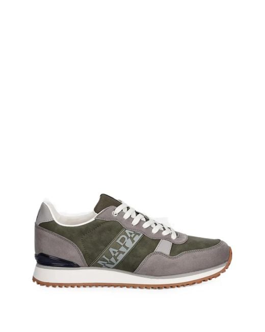 Napapijri Gray Cosmos Syn Logo-Print Panelled Sneakers for men