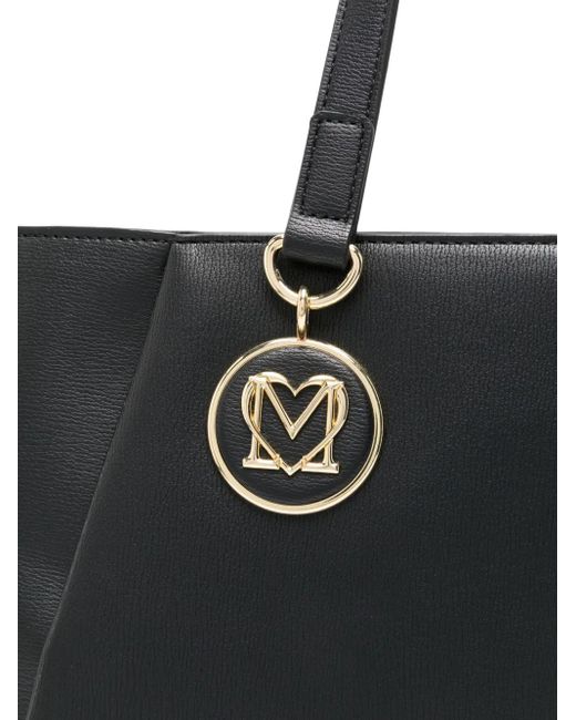 Love Moschino Black Shopper mit Logo-Schild