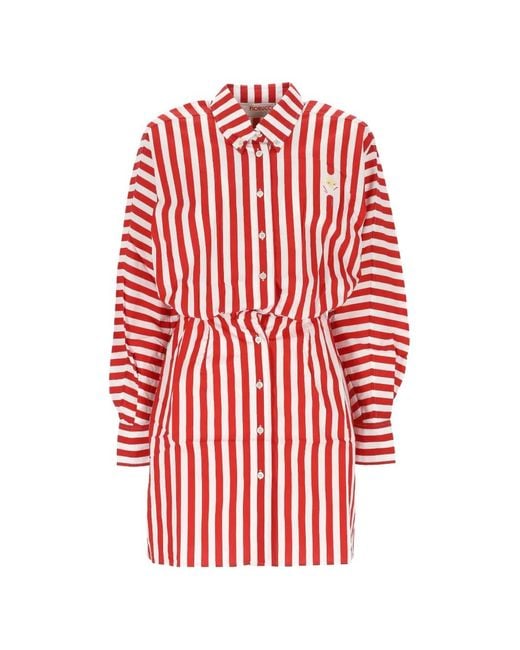 Fiorucci Red Striped Cotton Shirt Dress