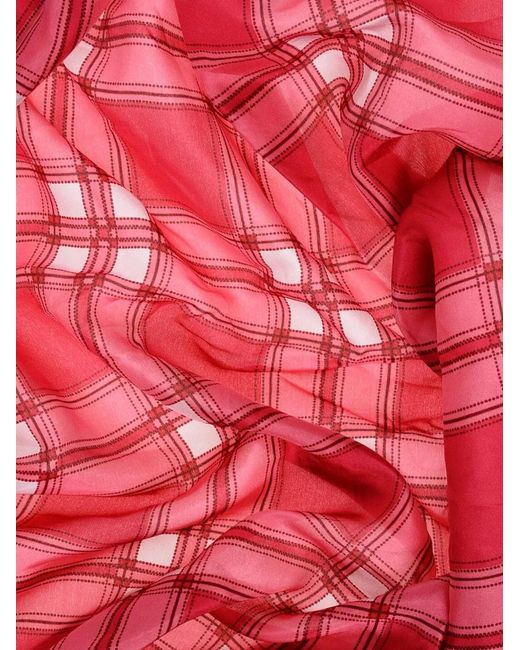 DSquared² Red Checked-Pattern Tassel-Trim Scarf for men