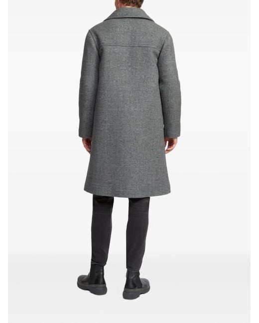 Yves Salomon Gray Double-Breasted Wool Coat for men