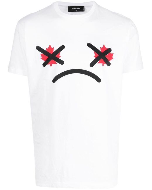 Graphic-print short-sleeve T-shirt di DSquared² in White da Uomo