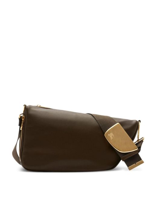 Burberry Brown Medium Shield Leather Messenger Bag