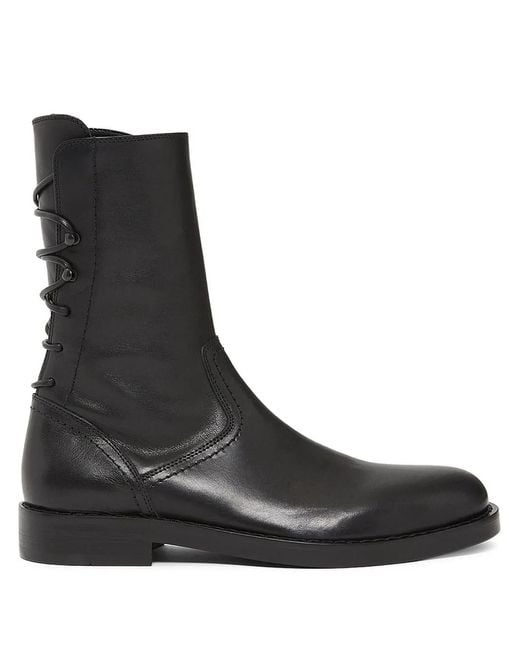 Ann Demeulemeester Black Lace-Up Side-Zip Boots for men