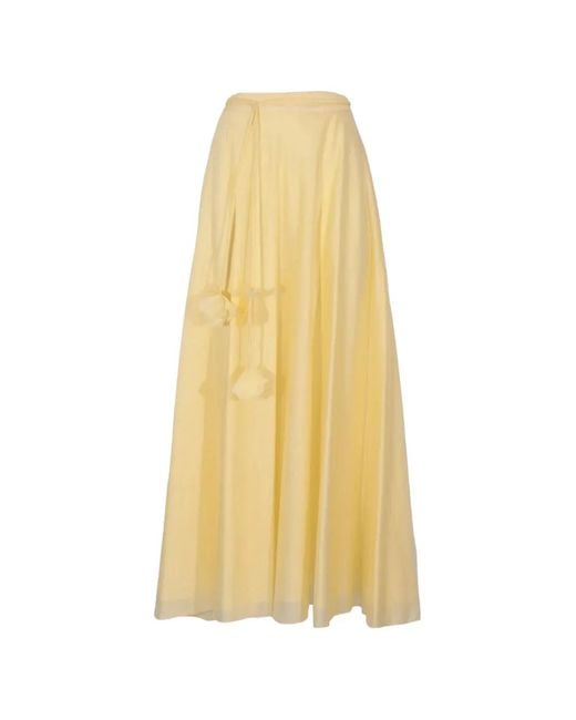 Hanita Yellow Floral-Detail Chiffon Maxi Skirt