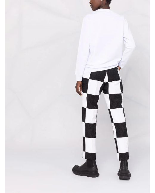 MSGM White Logo-Print Crew Neck Sweatshirt