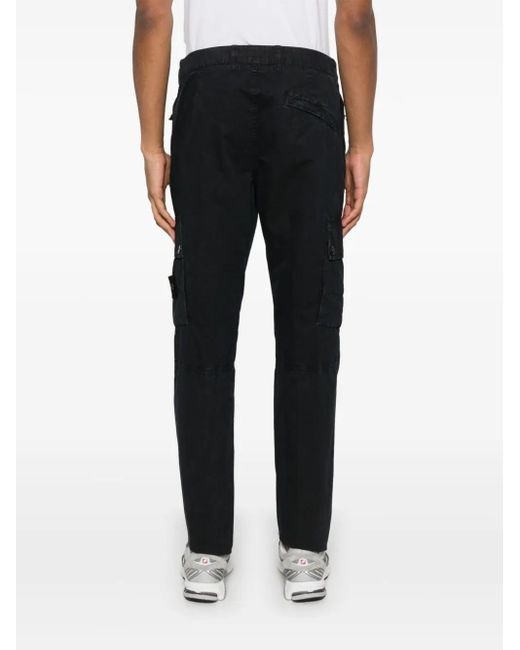 Stone Island Black Compass-Patch Cargo Pants for men