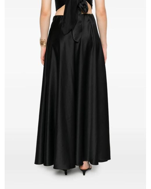 Forte_forte Black Satin A-Line Skirt