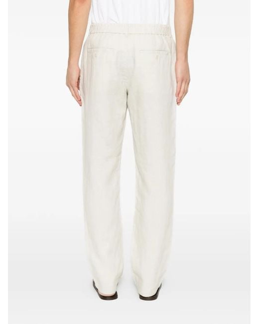 Gant White Drawstring-Waist Linen Trousers for men