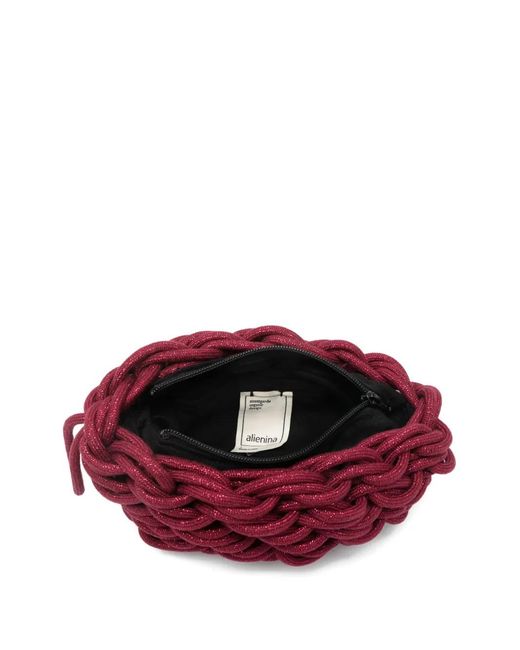 Alienina Red Lina Woven Clutch Bag