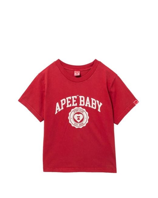 AAPE BY A BATHING AP Red Logo-Print T-Shirt