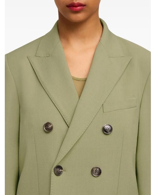 AMI Green Peak-Lapels Double-Breasted Blazer