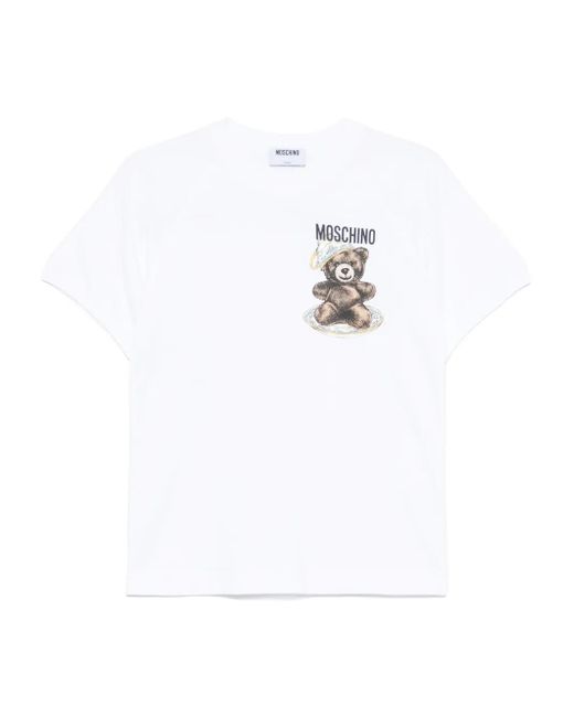 Moschino White T-Shirt mit Logo-Print