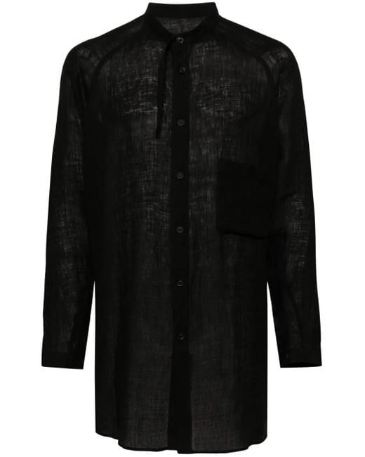 Yohji Yamamoto Black Panelled Linen Shirt for men