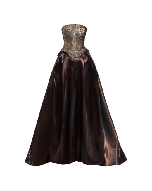 Gemy Maalouf Black Sequin-Embellished Strapless Dress