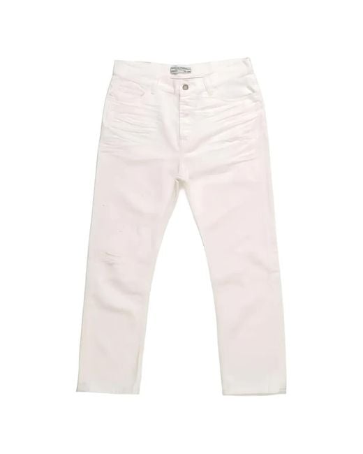 HTC White Distressed Loose-Fit Jeans for men
