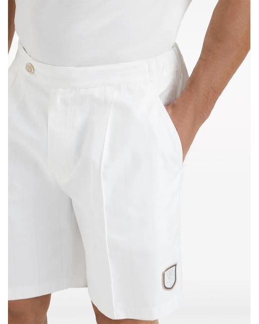 Brunello Cucinelli White Logo-Appliqué Tailored Shorts for men