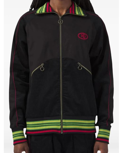 Nicholas Daley Black Warm Up Striped-Trim Zip-Up Jacket for men