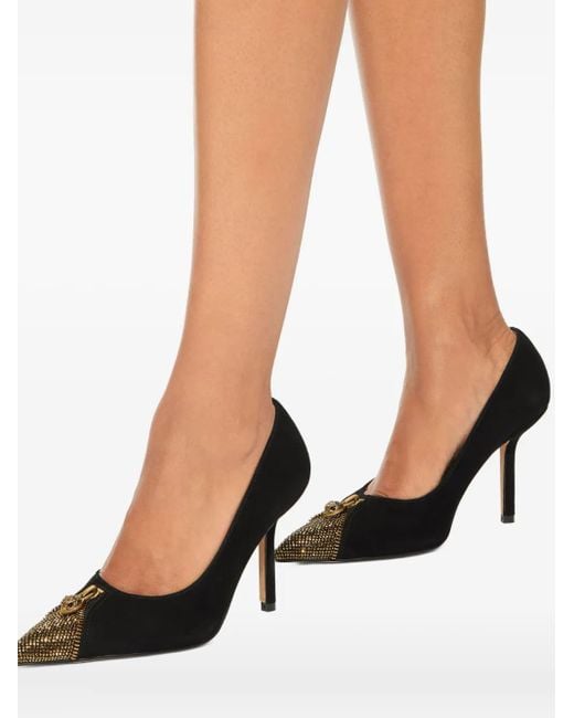 Kurt Geiger Black 95Mm Zip Court Crystal Embellished Pumps