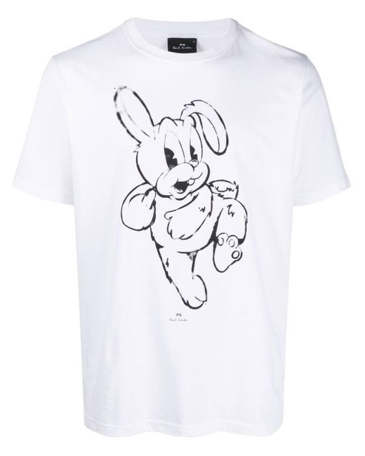 PS by Paul Smith Rabbit-print Graphic T-shirt in White for Men | Lyst