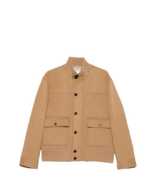 Lardini Natural Button-Up Ribbed-Trim Jacket for men