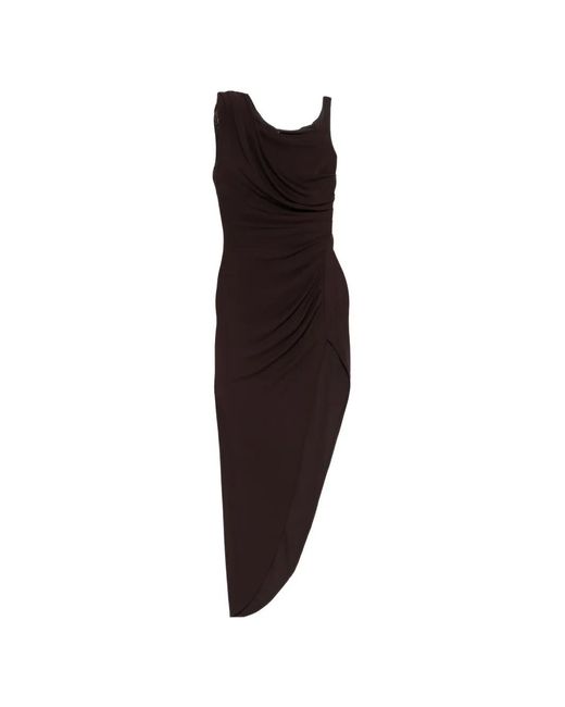Elisabetta Franchi Purple Dark Chocolate Asymmetric Draped Dress