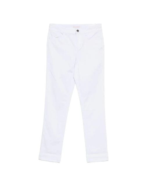 Liu Jo White Pantalon Boutonné À Passants De Ceinture