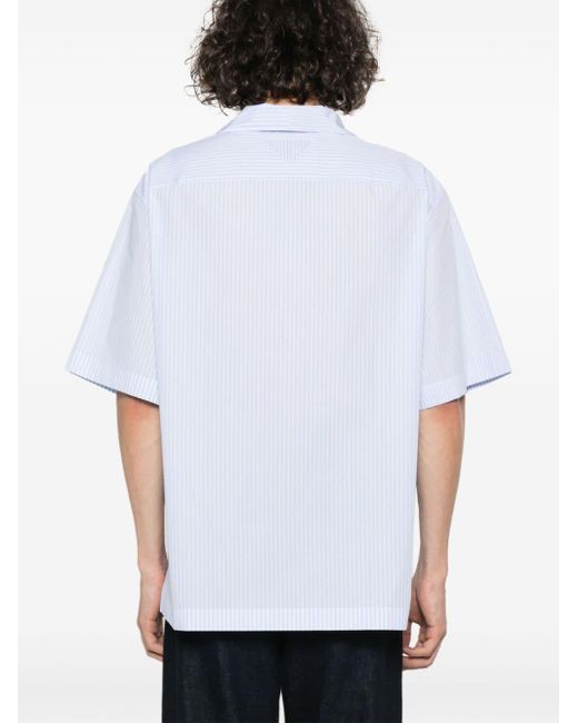 Prada Striped Cotton Shirt in het White voor heren