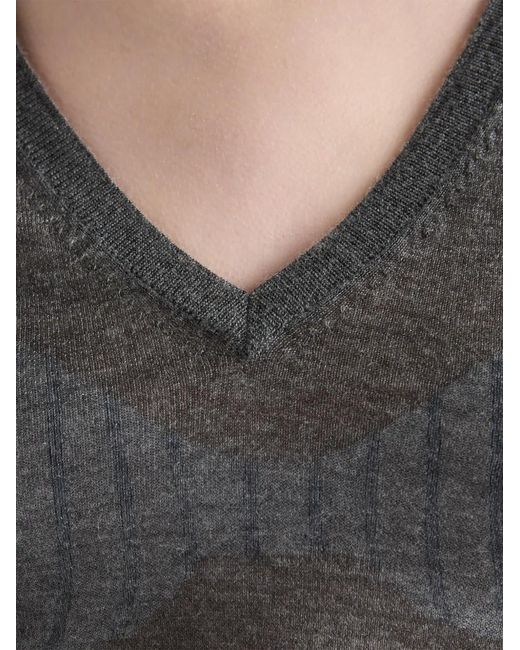 Prada Gray Long-Sleeve V-Neck Sweater