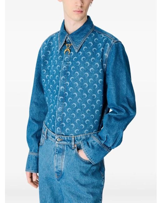 Camicia Denim Moon Laser di MARINE SERRE in Blue