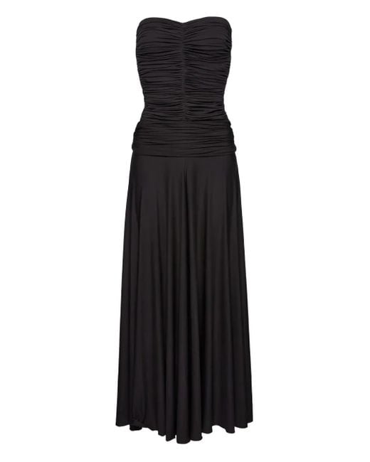Magda Butrym Black Strapless Ruched Dress