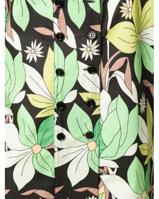 Fendi Green Floral Print Short Sleeve Shirt