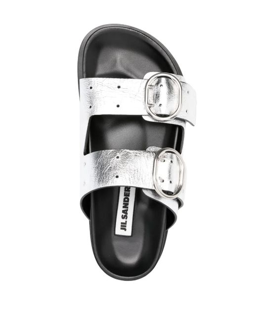 Jil Sander White Double-Buckle Leather Sandals
