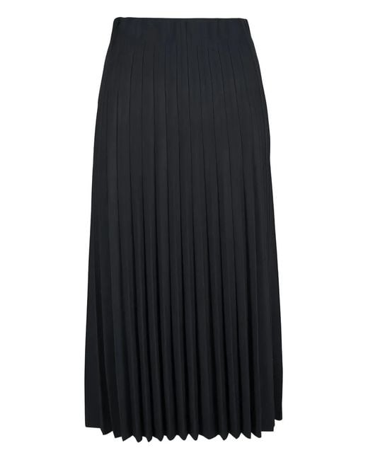 Agnona Black Pleated Midi Skirt