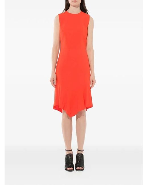 Givenchy Red Sleeveless Asymmetric Hem Midi Dress